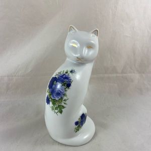 Baum Bros. Formalities Floral Print Porcelain Cat Figurine 7” Inches Tall